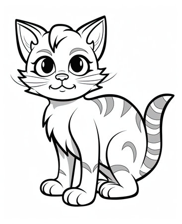 Cute cartoon cat. Vector illustration. Coloring book for children.の素材