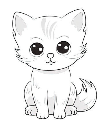 Cute cartoon kitten. Vector illustration isolated on a white background.の素材