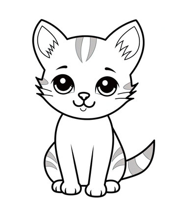 Cute little cat. Vector illustration isolated on a white background.の素材