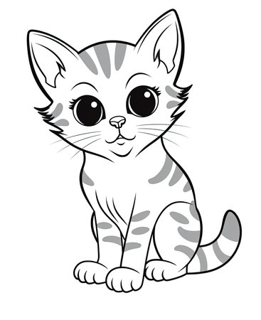Cute kitten on a white background, vector illustration.の素材