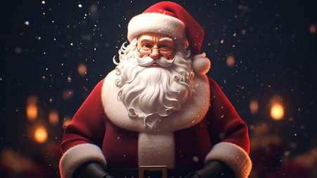 Santa Claus on a dark background. Christmas and New Year concept.の素材