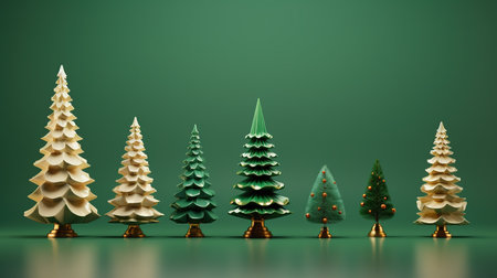 3d render of christmas tree on green background with copy spaceの素材