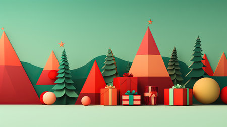 Merry Christmas and Happy New Year background. 3D illustration.の素材