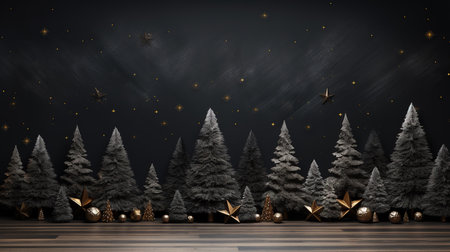 Christmas background with christmas tree and snowflakes. 3d renderingの素材