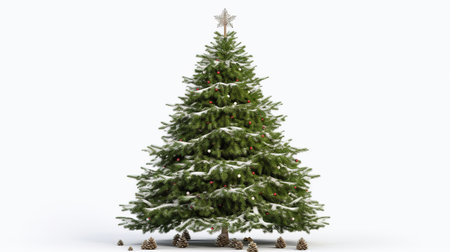 Christmas tree with snow isolated on white background. 3D illustration.の素材