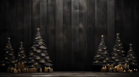 Christmas tree and gifts on wooden background. 3D Rendering.の素材