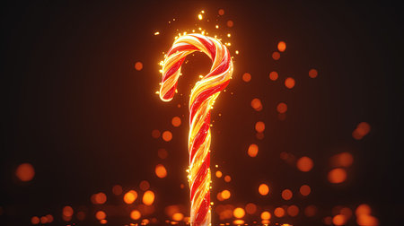 Christmas candy cane on bokeh background. 3d rendering.の素材