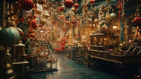 Christmas decorations in the interior of the Grand Bazaar, Istanbul, Turkeyの素材
