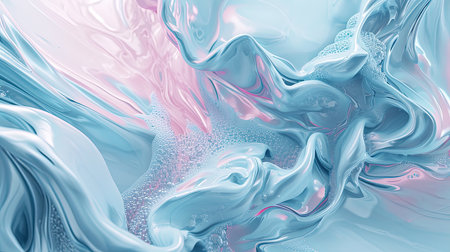 A mesmerizing piece of fluid art showcasing the swirling dance of pink and blue textures, enhanced with sparkling bubble details for a touch of whimsy.の素材
