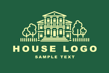 emblem with the house. Green background.のイラスト素材