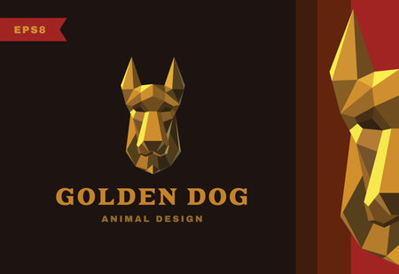 Vector logo. Golden dog Polygon style iconのイラスト素材