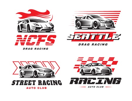 Sport cars logo illustration on white background. Drag racing.のイラスト素材