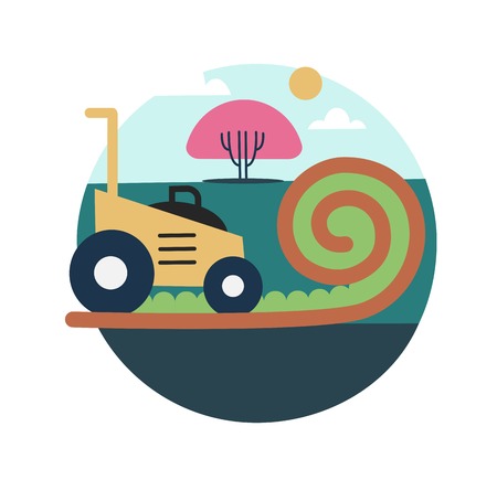 Lawn mowing icon illustration on a white backgroundのイラスト素材