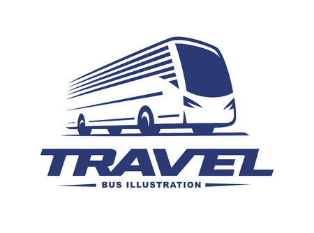 Travel bus illustration, on light backgroundのイラスト素材