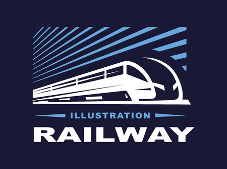 Train illustration on dark background, emblem designのイラスト素材
