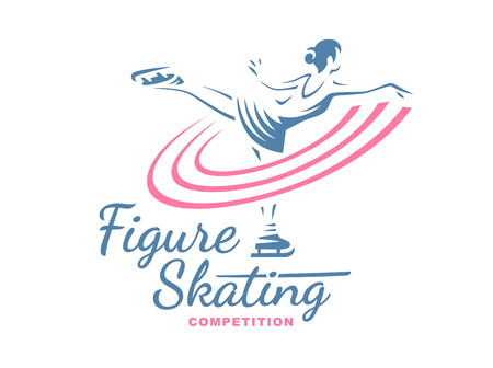 Figure Skating emblem illustration on white backgroundのイラスト素材