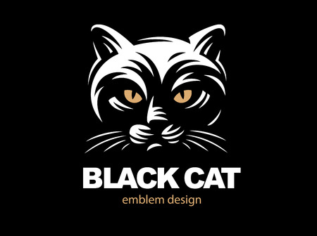 Black cat face logo - vector illustrationのイラスト素材