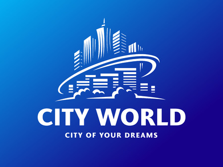 City world logo - vector illustration, emblem designのイラスト素材