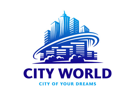 City world logo - vector illustration, emblem designのイラスト素材