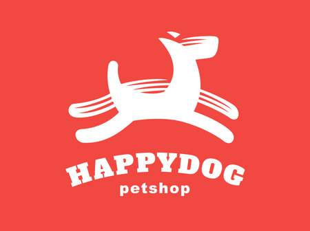 Dog logo - vector illustration, emblem on red backgroundのイラスト素材