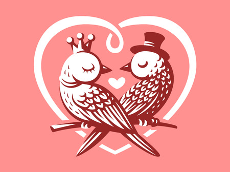 Birds love logo - vector illustration, emblem design on white backgroundのイラスト素材