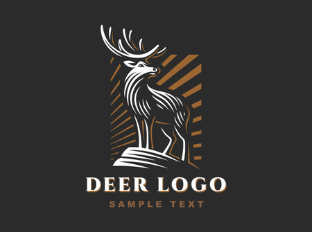 Vintage Emblem design with Deer for Your Businessのイラスト素材