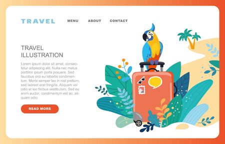 Flat design web page templates of summer vacation, travel destination, nature, tourism. Modern vector illustration concepts for website and mobile website development.のイラスト素材