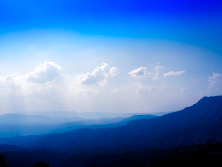 cloudy sky and mountainの写真素材