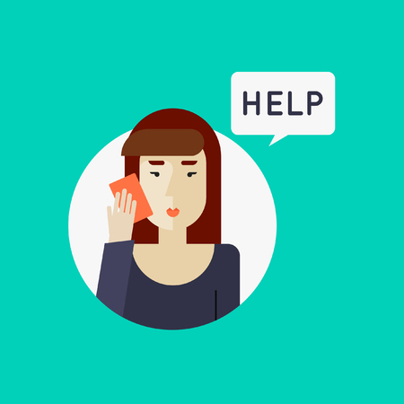Call to support. Flat design vector illustration.のイラスト素材