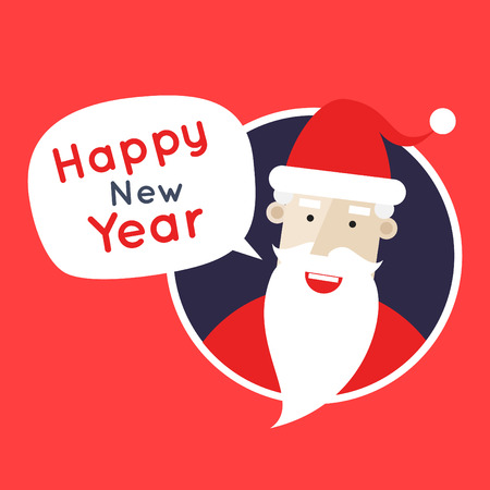 Santa Claus Happy New Year and Merry Christmas. Flat design vector illustration.のイラスト素材