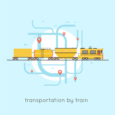 Freight railroad. Flat design.のイラスト素材
