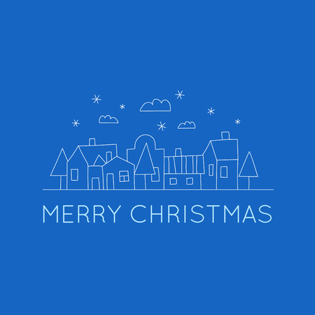 Doodle Winter landscape Merry Christmas and Happy New Year.のイラスト素材