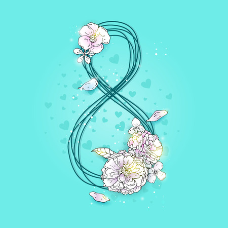 March 8 international women's day. Flowers. Greeting card. Vector illustration.のイラスト素材