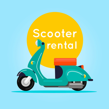 Scooter rental. Flat design vector illustration.のイラスト素材