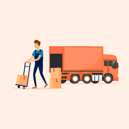 Cargo delivery. Flat design vector illustration.のイラスト素材