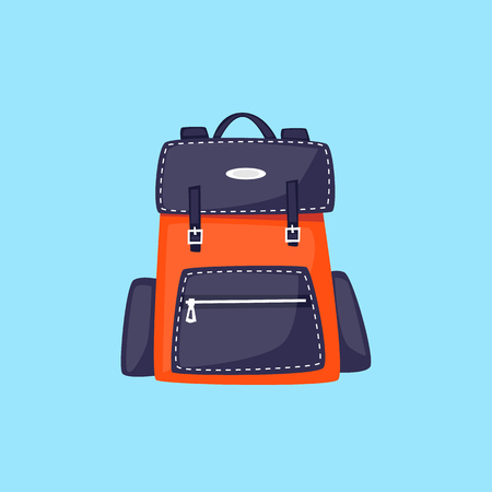 Backpack, travel, school. Flat design vector illustration.のイラスト素材