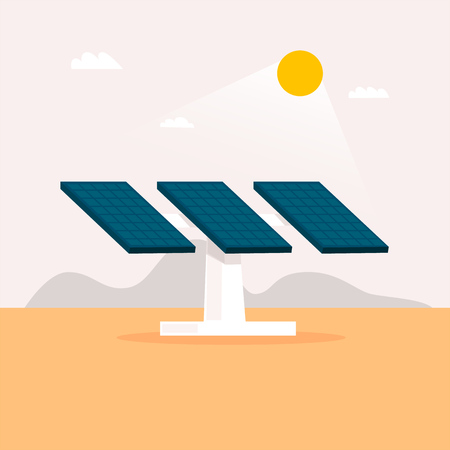 Alternative energy sources. Solar panels. Flat design vector illustration.のイラスト素材