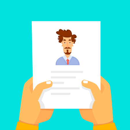 Resume on job search. Flat design vector illustration.のイラスト素材