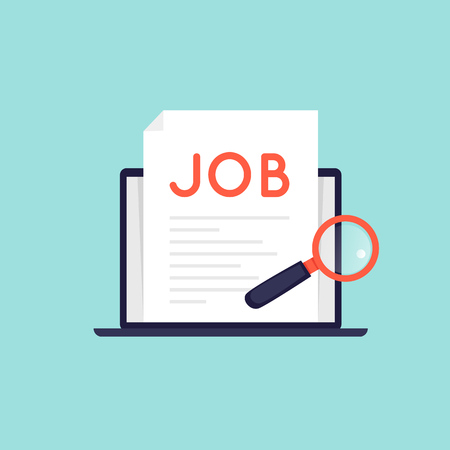 Job search on the Internet. Flat design vector illustration.のイラスト素材