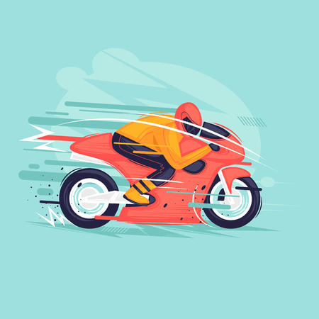 Motorcycle race. Flat design vector illustration.のイラスト素材