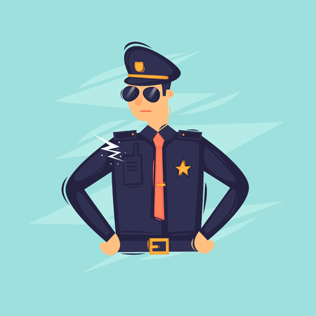 Policeman. Flat design vector illustration.のイラスト素材