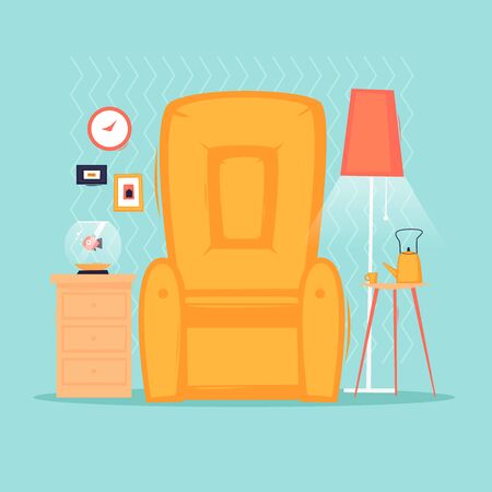 Interior, furniture in the house. Flat design vector illustration.のイラスト素材
