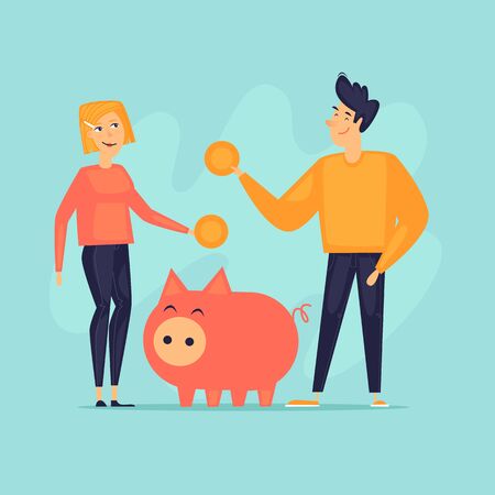 Retirement savings. Caring for old age. Flat design vector illustration.のイラスト素材