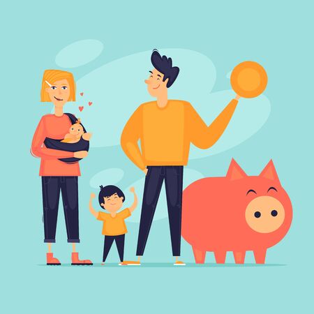 Family budget. Flat design vector illustration.のイラスト素材