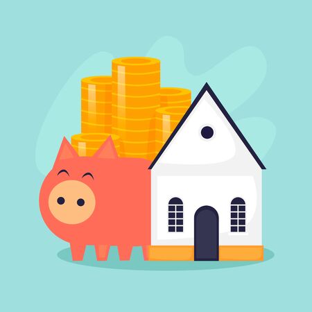 Accumulation of money for housing. Flat design vector illustration.のイラスト素材