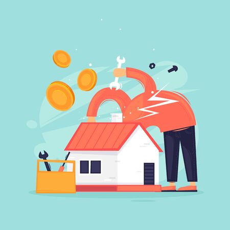 Home repair, construction. Flat design vector illustration.のイラスト素材