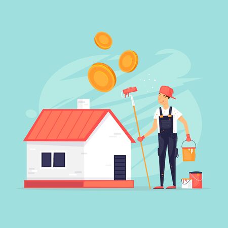 Home repair, construction. Flat design vector illustration.のイラスト素材
