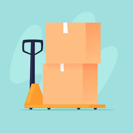 Cart with boxes, freight. Flat design vector illustration.のイラスト素材