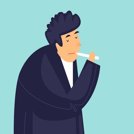 Man measures the temperature of a virus. Health care. Flat design vector illustration.のイラスト素材