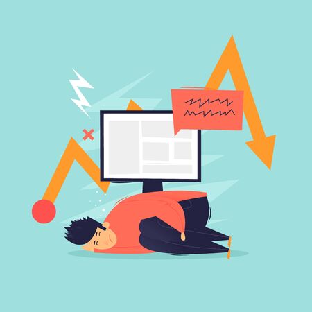 Crisis, unemployment, failure in business. Flat design vector illustration.のイラスト素材